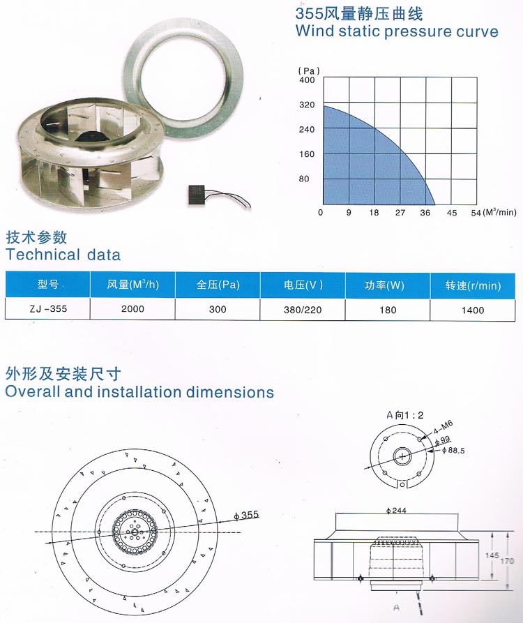 FFU專用355外轉(zhuǎn)子離心風機